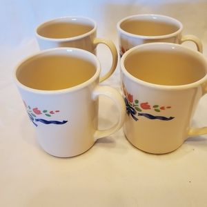 Corning Vintage Sentimental Ribbons Pattern Coffee Mug/Cup, Set of 4